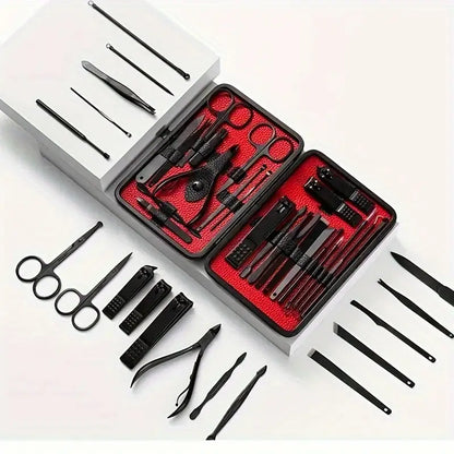 Stainless Steel Nail Grooming Kit – Clippers, Scissors, Tweezers & Travel Case