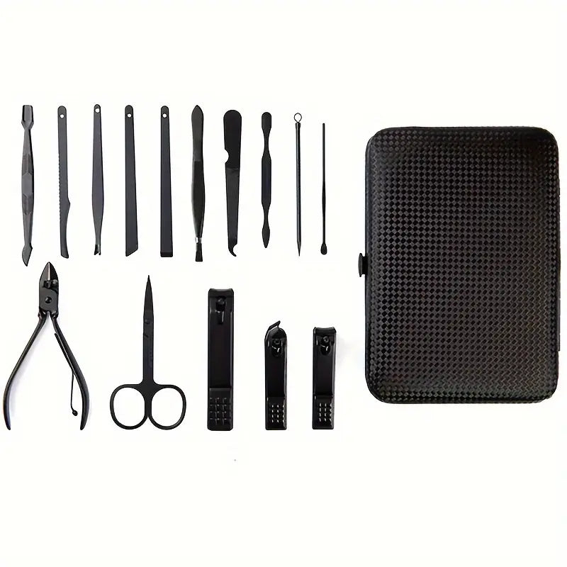 Stainless Steel Nail Grooming Kit – Clippers, Scissors, Tweezers & Travel Case