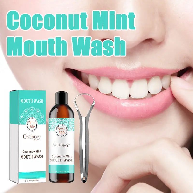 Oralhoe Coconut & Mint Mouthwash – Fresh Breath & Whitening, 3.38oz