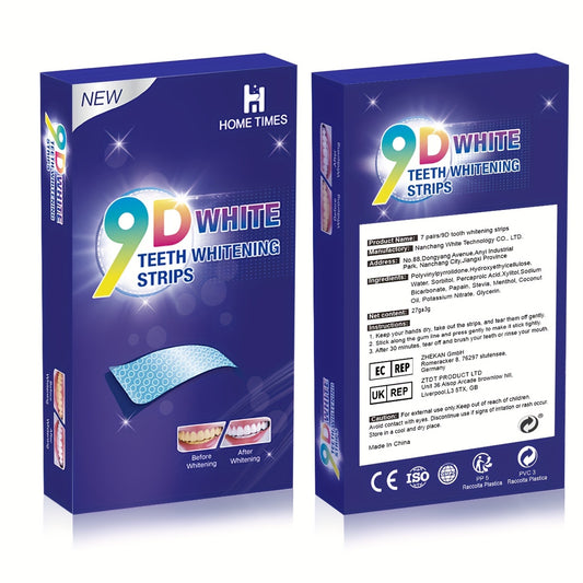 Home Times 9D Teeth Whitening Strips – Fast, Gentle Stain Removal, 28 Strips