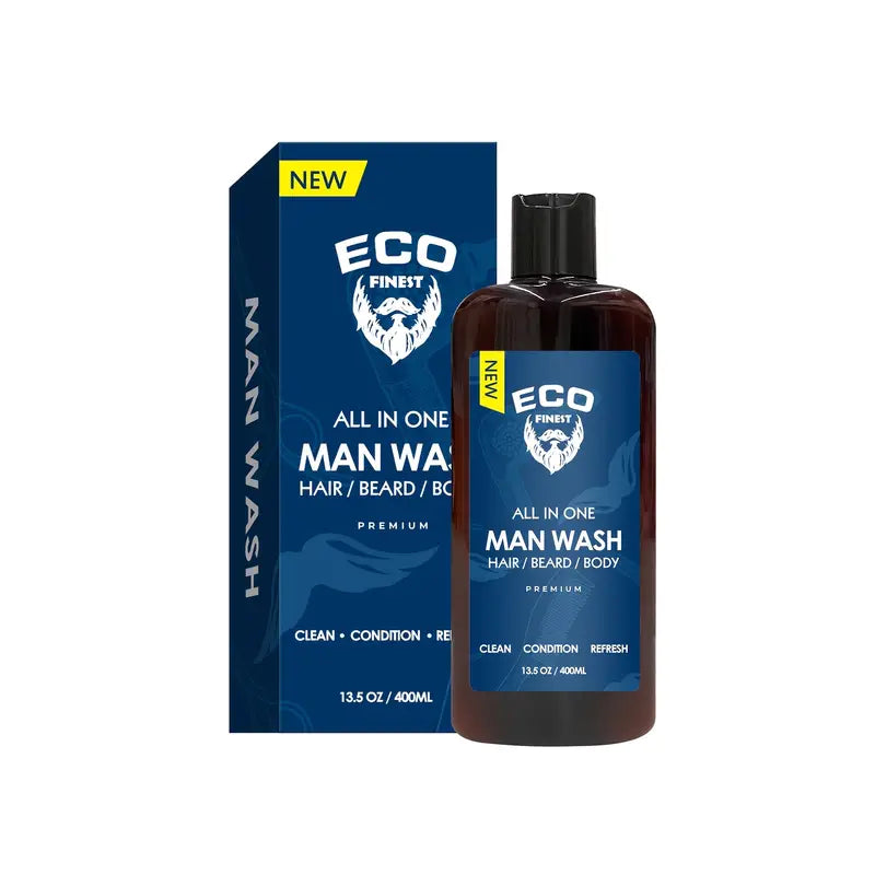 Eco Finest Men’s 3-in-1 Wash – Hair, Beard & Body with Castor Oil, 13.5oz