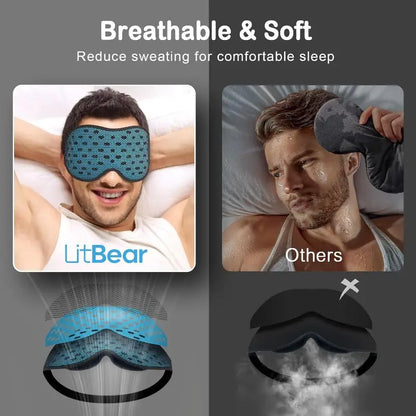 LitBear 3D Sleep Mask – Breathable, Light-Blocking for Travel & Side Sleepers