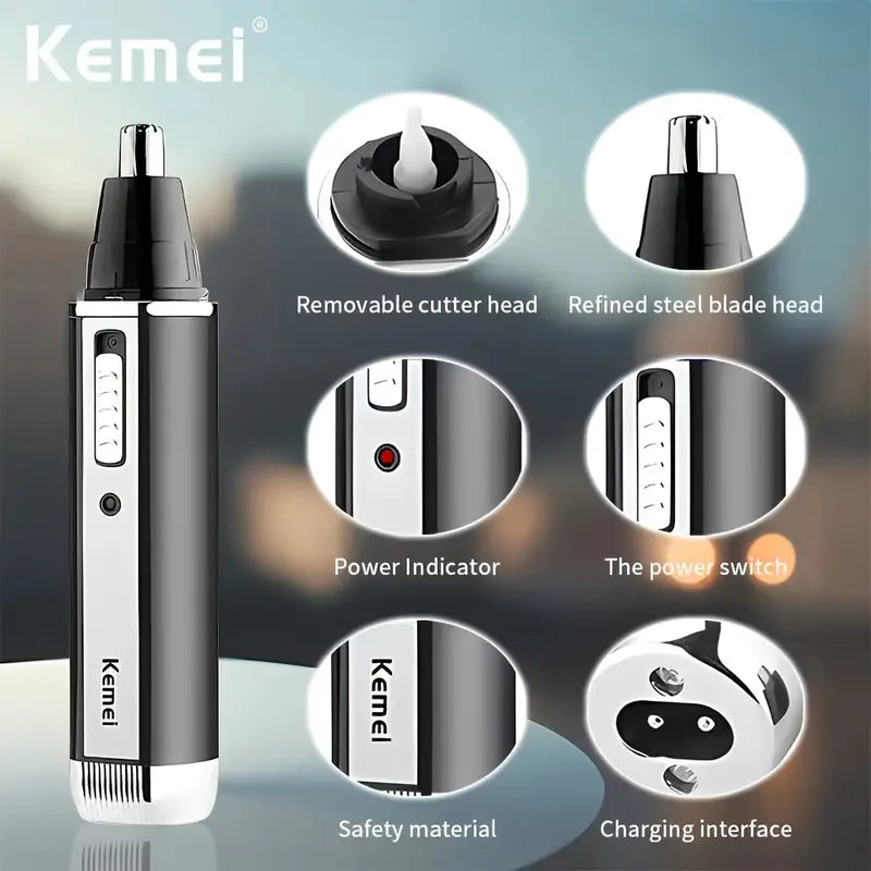 KEMEI 4-in-1 Grooming Kit – Rechargeable Nose, Ear & Beard Trimmer