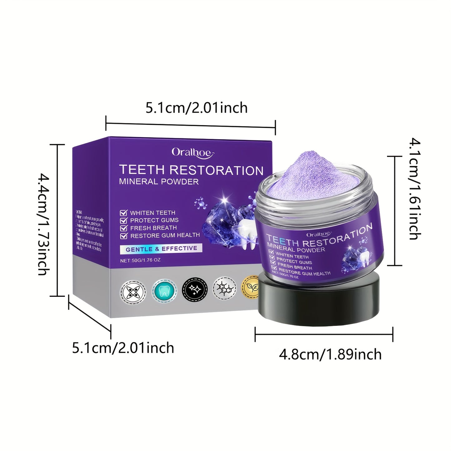 2-Pack Purple Tooth Powder 50g – Gentle Cleaning with Vitamin C & Mint