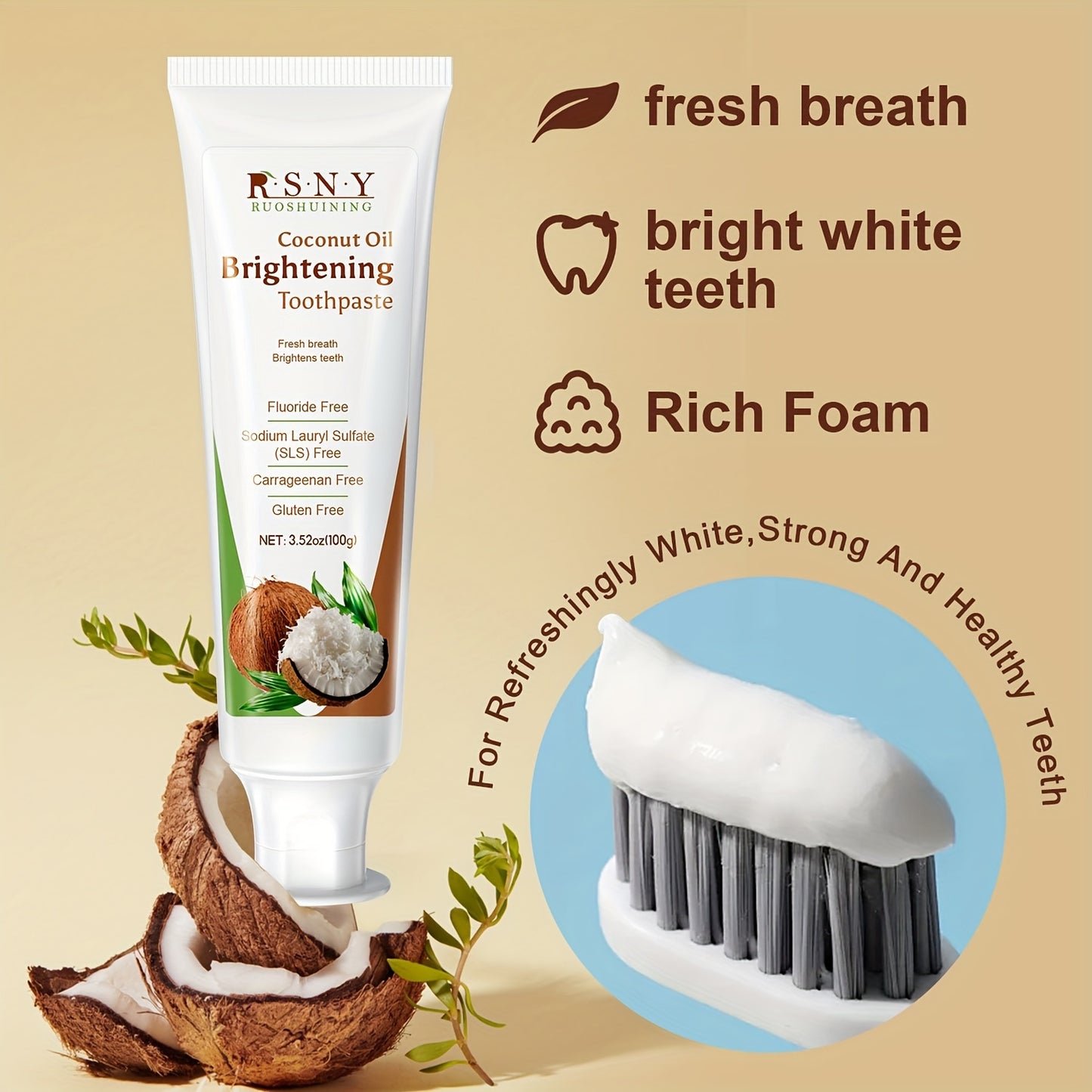 100g Coconut Oil Toothpaste – Gentle Cleansing & Oral Protection