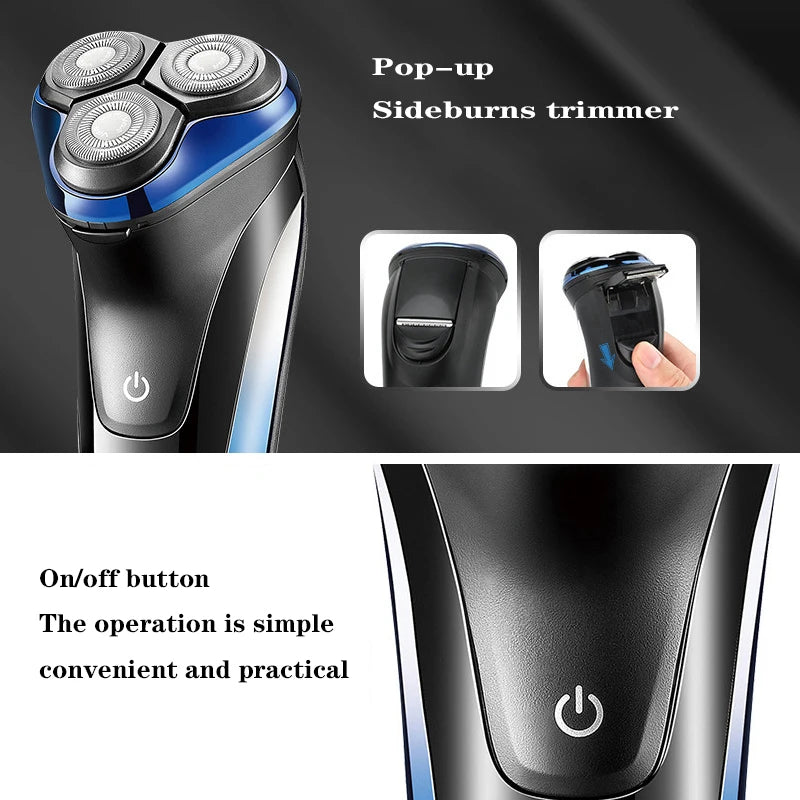 VGR Wet & Dry Electric Shaver | Rotary Beard Razor with LCD Display