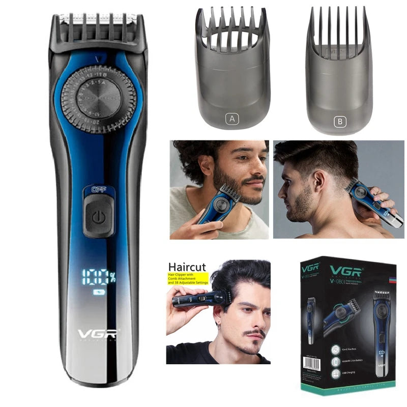 VGR Adjustable Beard & Hair Trimmer | 38-Setting Rechargeable Clipper