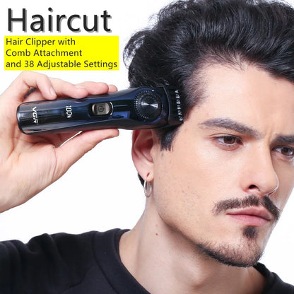 VGR Adjustable Beard & Hair Trimmer | 38-Setting Rechargeable Clipper