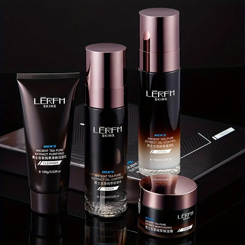 LERFM Men's 4-Piece Skincare Set | Tea Extract & Oil Control