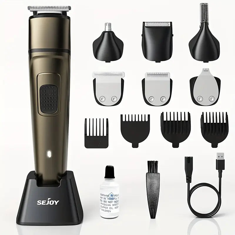 6-in-1 Men’s Electric Grooming Kit – USB Rechargeable Hair, Beard & Nose Trimmer Set