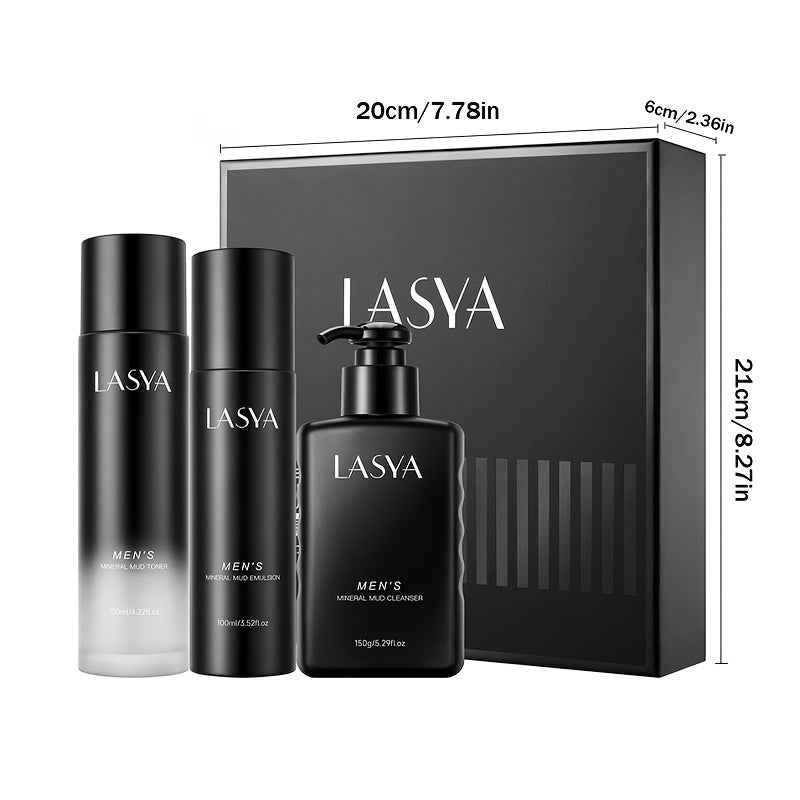 LASYA Men's Skincare Set | Mineral Mud, Ceramide, & Hyaluronic Acid