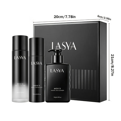 LASYA Men's Skincare Set | Mineral Mud, Ceramide, & Hyaluronic Acid