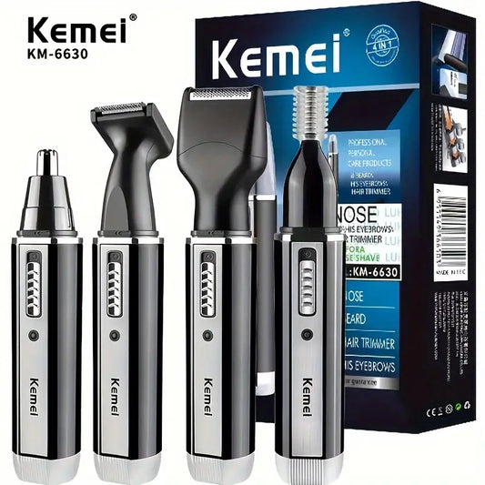 KEMEI 4-in-1 Grooming Kit – Rechargeable Nose, Ear & Beard Trimmer