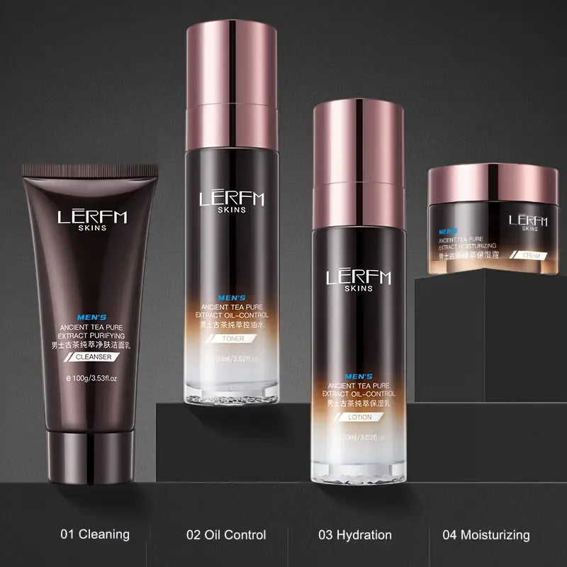 LERFM Men's 4-Piece Skincare Set | Tea Extract & Oil Control