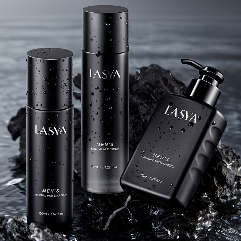 LASYA Men's Skincare Set | Mineral Mud, Ceramide, & Hyaluronic Acid