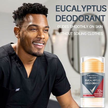 YOUNGCOME Eucalyptus Men’s Deodorant – Aluminum-Free 72H Odor Protection